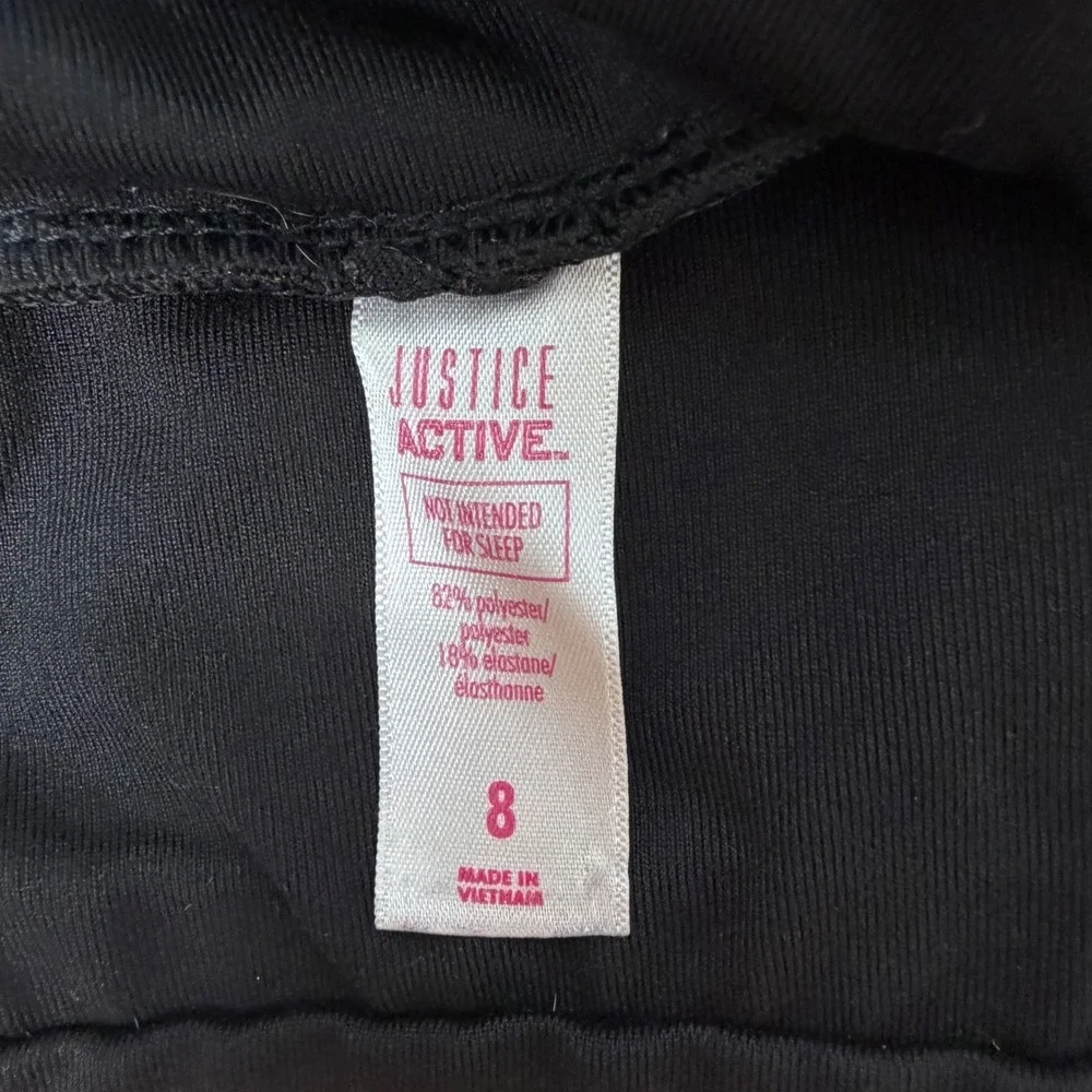 Justice Active Girls 8 Black Cargo Leggings Zipper Pockets Stretch Pants